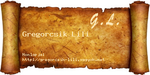 Gregorcsik Lili névjegykártya